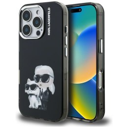 Etui Karl Lagerfeld IML Aquarelle Karl & Choupette & Logo do iPhone 16 Pro czarny