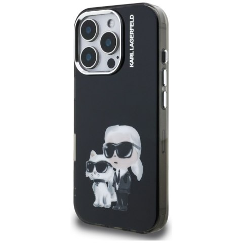 Etui Karl Lagerfeld IML Aquarelle Karl & Choupette & Logo do iPhone 16 Pro czarny