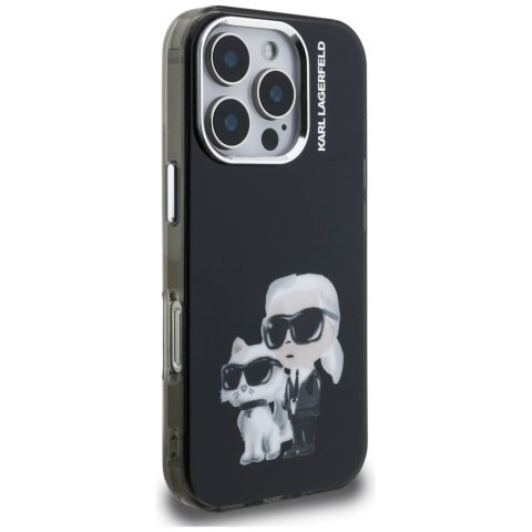 Etui Karl Lagerfeld IML Aquarelle Karl & Choupette & Logo do iPhone 16 Pro czarny