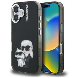 Etui Karl Lagerfeld IML Aquarelle Karl & Choupette & Logo do iPhone 16 czarny