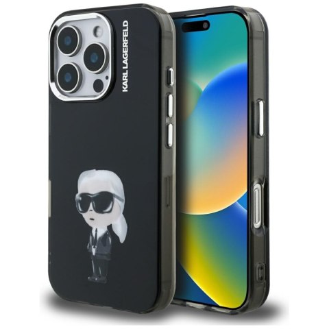 Etui Karl Lagerfeld IML Aquarelle Karl & Logo do iPhone 16 Pro Max czarny