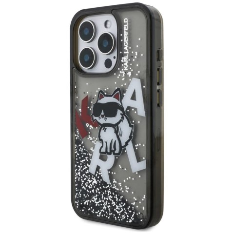 Etui Karl Lagerfeld Liquid Glitter Choupette Logo do iPhone 16 Pro czarny