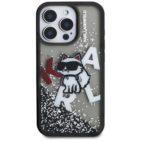 Etui Karl Lagerfeld Liquid Glitter Choupette Logo do iPhone 16 Pro czarny