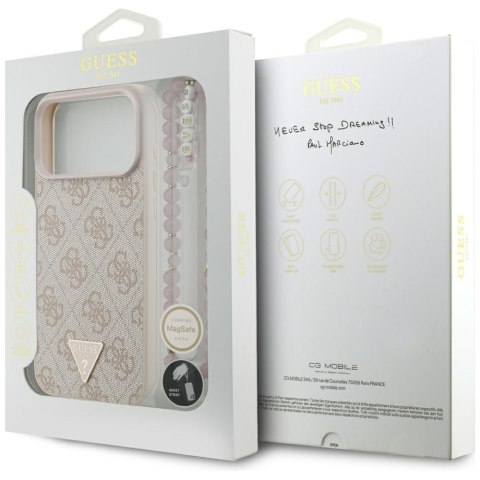 Etui Guess 4G Strap Triangle Logo MagSafe do iPhone 17 Pro Max różowy