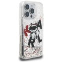Etui Karl Lagerfeld Liquid Glitter Choupette Logo do iPhone 16 Pro przezroczysty