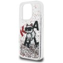 Etui Karl Lagerfeld Liquid Glitter Choupette Logo do iPhone 16 Pro przezroczysty
