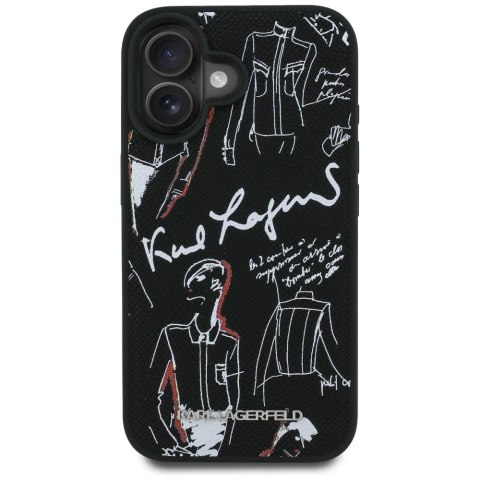 Etui Karl Lagerfeld Grained Pattern & Logo MagSafe do iPhone 16 czarny