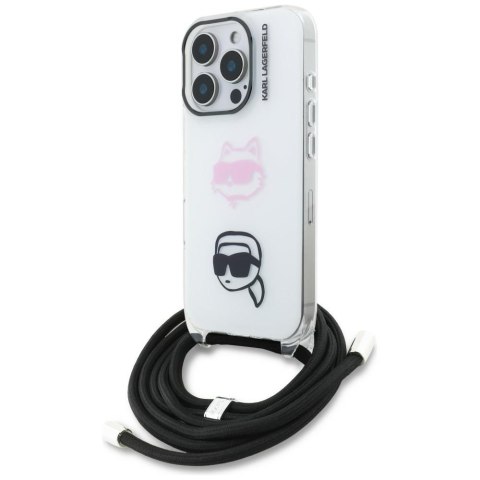 Etui Karl Lagerfeld IML Crossbody Karl&Choupette Head do iPhone 16 Pro Max biały