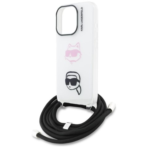 Etui Karl Lagerfeld IML Crossbody Karl&Choupette Head do iPhone 16 Pro Max biały