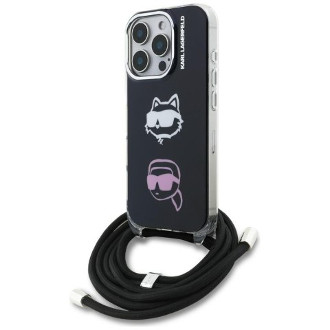 Etui Karl Lagerfeld IML Crossbody Karl&Choupette Head do iPhone 16 Pro Max czarny