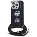 Etui Karl Lagerfeld IML Crossbody Karl&Choupette Head do iPhone 16 Pro Max czarny