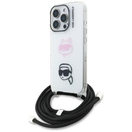 Etui Karl Lagerfeld IML Crossbody Karl&Choupette Head do iPhone 16 Pro biały