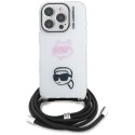 Etui Karl Lagerfeld IML Crossbody Karl&Choupette Head do iPhone 16 Pro biały