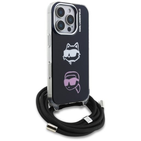 Etui Karl Lagerfeld IML Crossbody Karl&Choupette Head do iPhone 16 Pro czarny