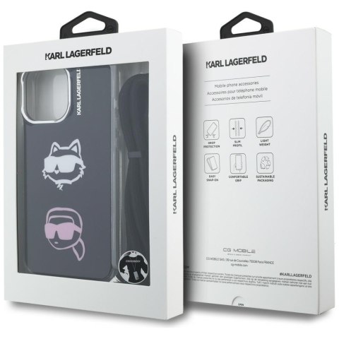 Etui Karl Lagerfeld IML Crossbody Karl&Choupette Head do iPhone 16 Pro czarny