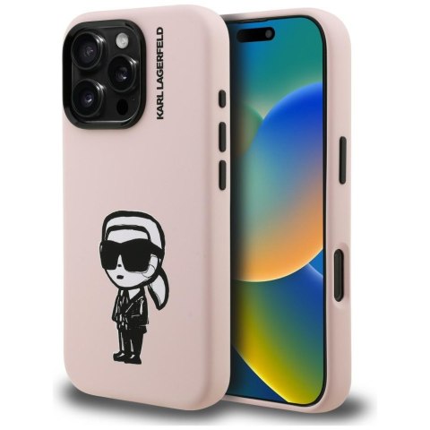 Etui Karl Lagerfeld Silicone Karl Sketch MagSafe do iPhone 16 Pro Max różowy