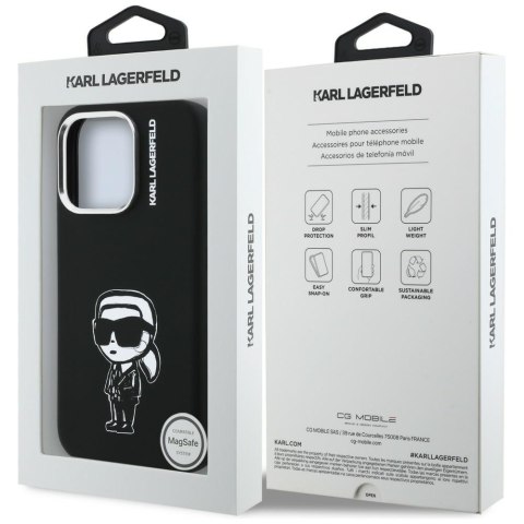 Etui Karl Lagerfeld Silicone Karl Sketch MagSafe do iPhone 16 Pro czarny
