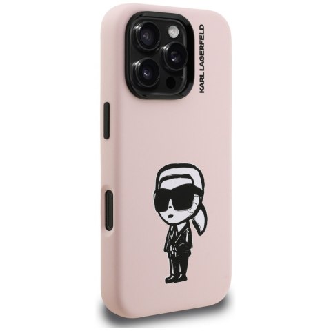 Etui Karl Lagerfeld Silicone Karl Sketch MagSafe do iPhone 16 Pro różowy