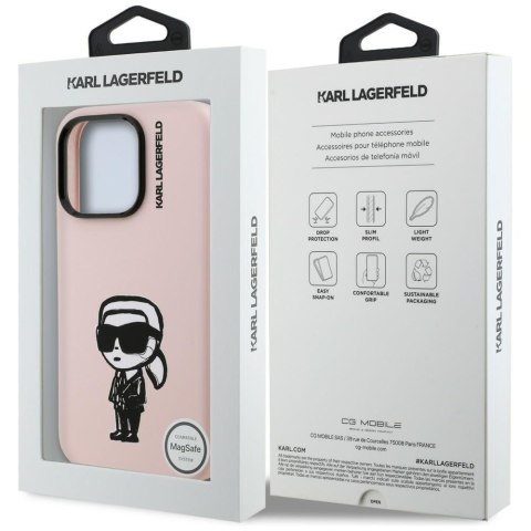 Etui Karl Lagerfeld Silicone Karl Sketch MagSafe do iPhone 16 Pro różowy
