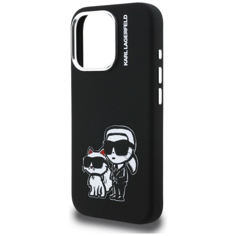 Etui Karl Lagerfeld Silicone Karl&Choupette Sketch MagSafe do iPhone 16 Pro czarny