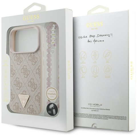 Etui Guess 4G Strap Triangle Logo MagSafe do iPhone 17 Pro różowy