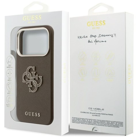 Etui Guess FW Resin Logo do iPhone 17 Pro brązowy