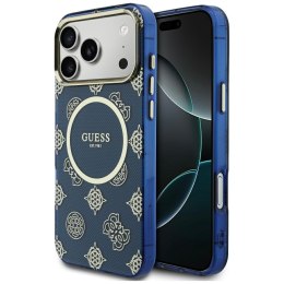 Etui Guess IML Peony Dot MagSafe do iPhone 17 Pro Max niebieski