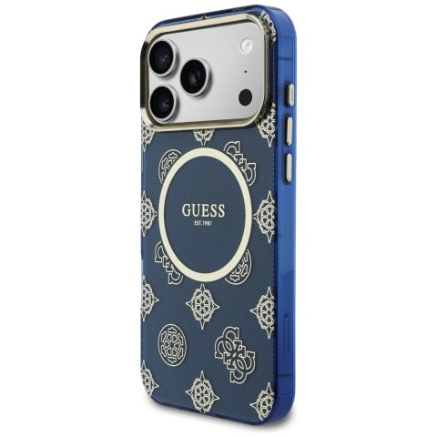 Etui Guess IML Peony Dot MagSafe do iPhone 17 Pro Max niebieski