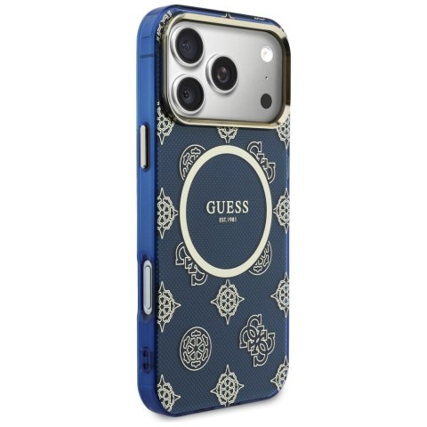 Etui Guess IML Peony Dot MagSafe do iPhone 17 Pro Max niebieski