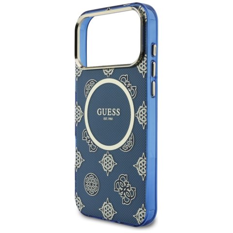 Etui Guess IML Peony Dot MagSafe do iPhone 17 Pro Max niebieski