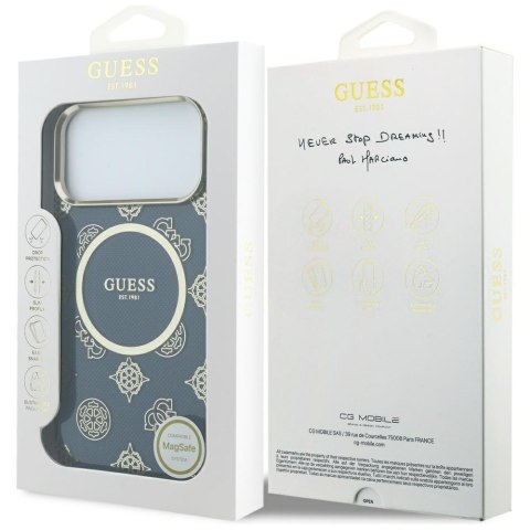 Etui Guess IML Peony Dot MagSafe do iPhone 17 Pro Max niebieski