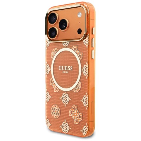 Etui Guess IML Peony Dot MagSafe do iPhone 17 Pro Max pomarańczowy