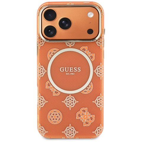 Etui Guess IML Peony Dot MagSafe do iPhone 17 Pro Max pomarańczowy