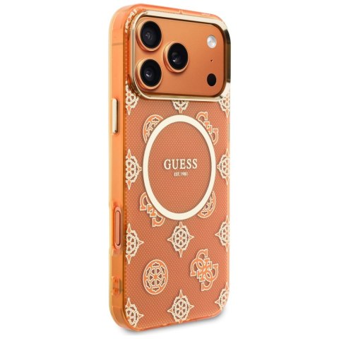 Etui Guess IML Peony Dot MagSafe do iPhone 17 Pro Max pomarańczowy