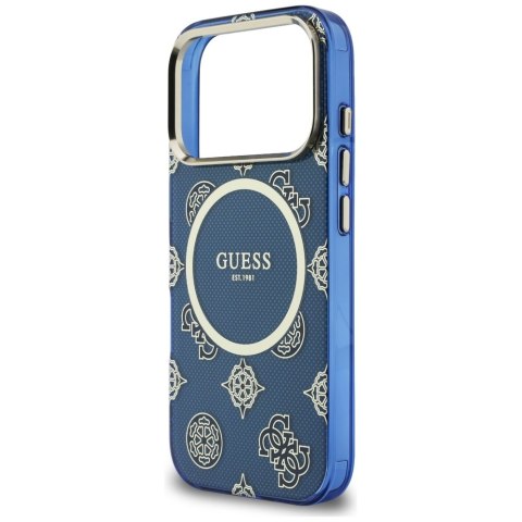Etui Guess IML Peony Dot MagSafe do iPhone 17 Pro niebieski