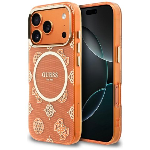 Etui Guess IML Peony Dot MagSafe do iPhone 17 Pro pomarańczowy