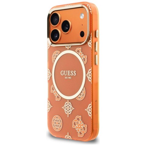 Etui Guess IML Peony Dot MagSafe do iPhone 17 Pro pomarańczowy