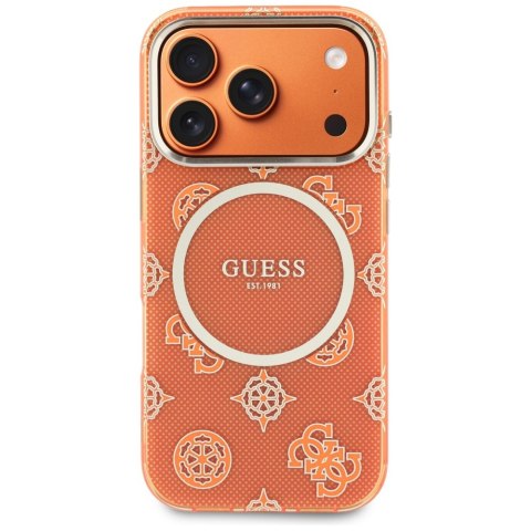 Etui Guess IML Peony Dot MagSafe do iPhone 17 Pro pomarańczowy