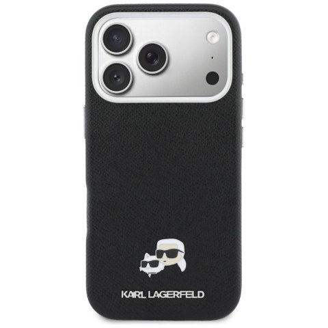 Etui Karl Lagerfeld Karl & Choupette Head Pins Saffiano MagSafe do iPhone 17 Pro Max czarny
