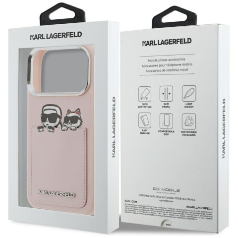 Etui Karl Lagerfeld Karl & Choupette Print & Pocket do iPhone 17 Pro Max różowy