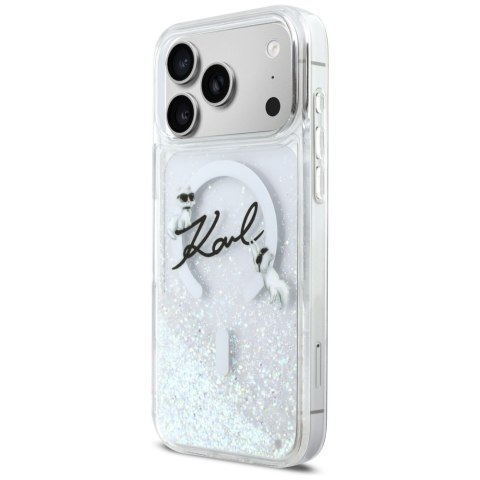 Etui Karl Lagerfeld Liquid Glitter Karl Script Logo MagSafe do iPhone 17 Pro Max przezroczysty
