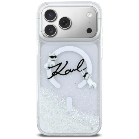 Etui Karl Lagerfeld Liquid Glitter Karl Script Logo MagSafe do iPhone 17 Pro Max przezroczysty