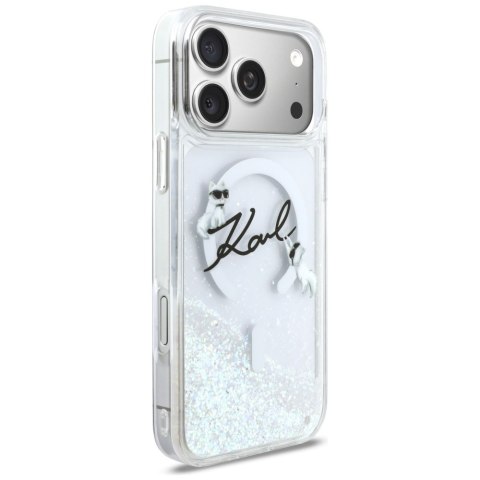 Etui Karl Lagerfeld Liquid Glitter Karl Script Logo MagSafe do iPhone 17 Pro Max przezroczysty