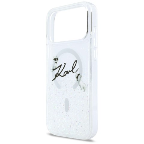 Etui Karl Lagerfeld Liquid Glitter Karl Script Logo MagSafe do iPhone 17 Pro Max przezroczysty