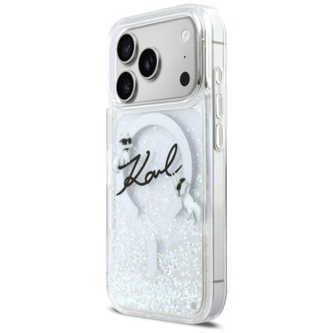 Etui Karl Lagerfeld Liquid Glitter Karl Script Logo MagSafe do iPhone 17 Pro przezroczysty
