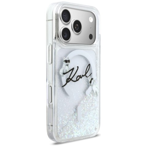 Etui Karl Lagerfeld Liquid Glitter Karl Script Logo MagSafe do iPhone 17 Pro przezroczysty