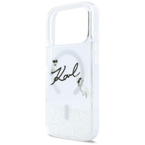 Etui Karl Lagerfeld Liquid Glitter Karl Script Logo MagSafe do iPhone 17 Pro przezroczysty