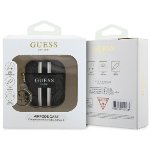 Guess GUA2P4RPSK AirPods 1/2 cover czarny/black 4G Printed Stripes Charm