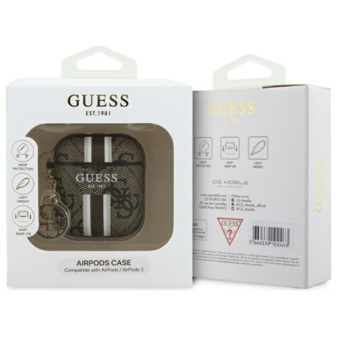 Guess GUA2P4RPSW AirPods 1/2 cover brązowy/brown 4G Printed Stripes Charm