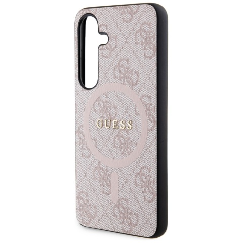Guess GUHMS24SG4GFRP S24 S921 różowy/pink hardcase 4G Collection Leather Metal Logo MagSafe